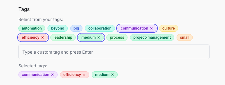 tagging system in brag doc